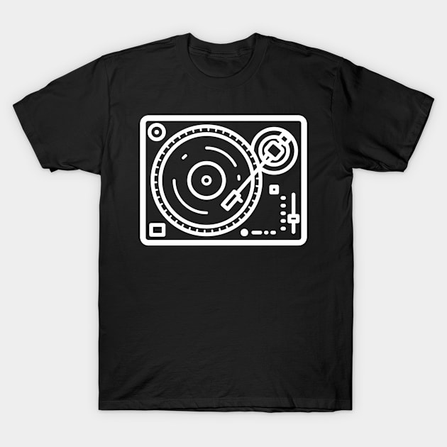 Simple Vinyl Record Player Icon T-Shirt by Wizardmode